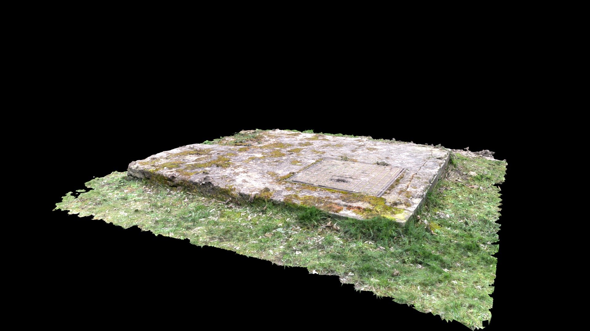 Manhole cover in concrete block