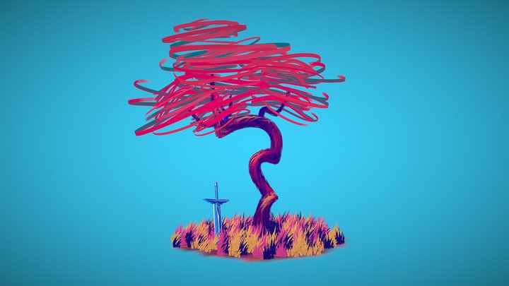 Sword & Tree 3D Model