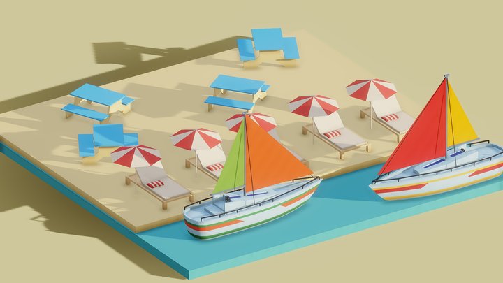 Low Poly Boat Free 3D Model