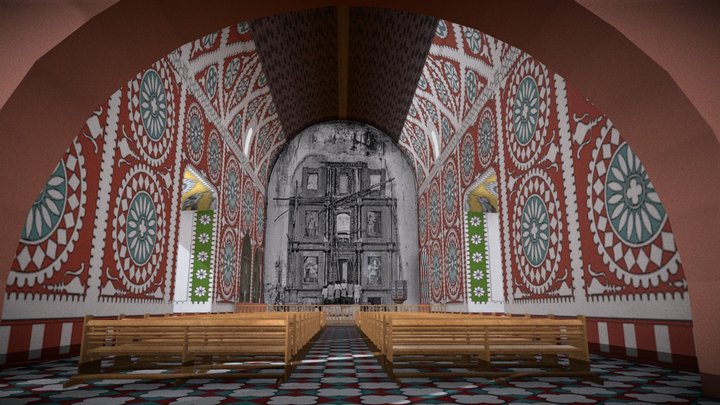 Santo Domingo Church, Uayma, interior. 3D Model