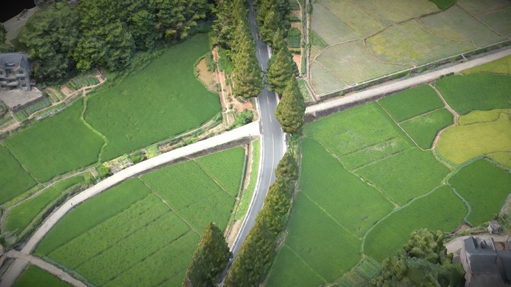 Farmland, country road and village – Modello 3D gratuito STL