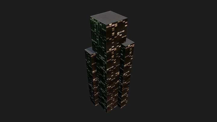 Building - rectangle - 3 tier - illuminated – Free 3D Model STL
