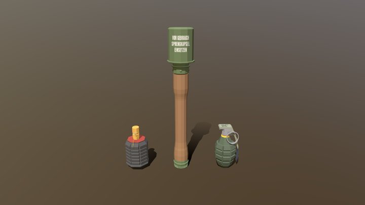 World War II Grenades Low Poly 3D Model