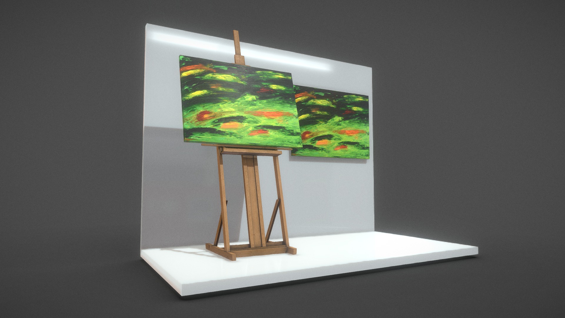 3D model Nameless – Oil Painting - This is a 3D model of the Nameless - Oil Painting. The 3D model is about a painting on a stand.