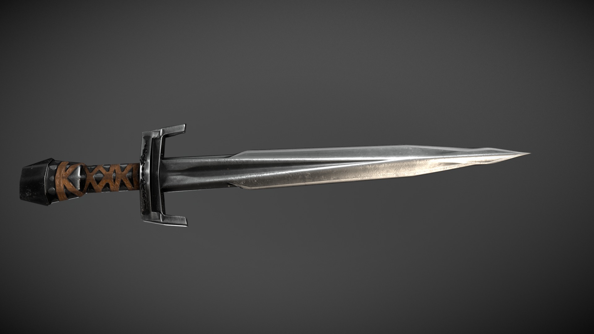 3D model Basic Sword - This is a 3D model of the Basic Sword. The 3D model is about a sword with a black handle.
