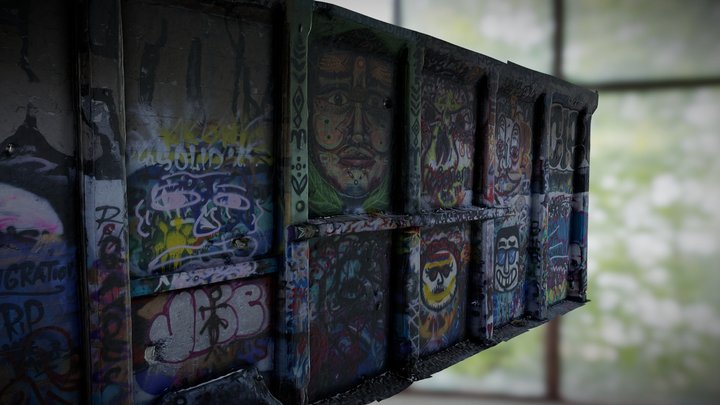 Graffiti Covered Wall 3D Model