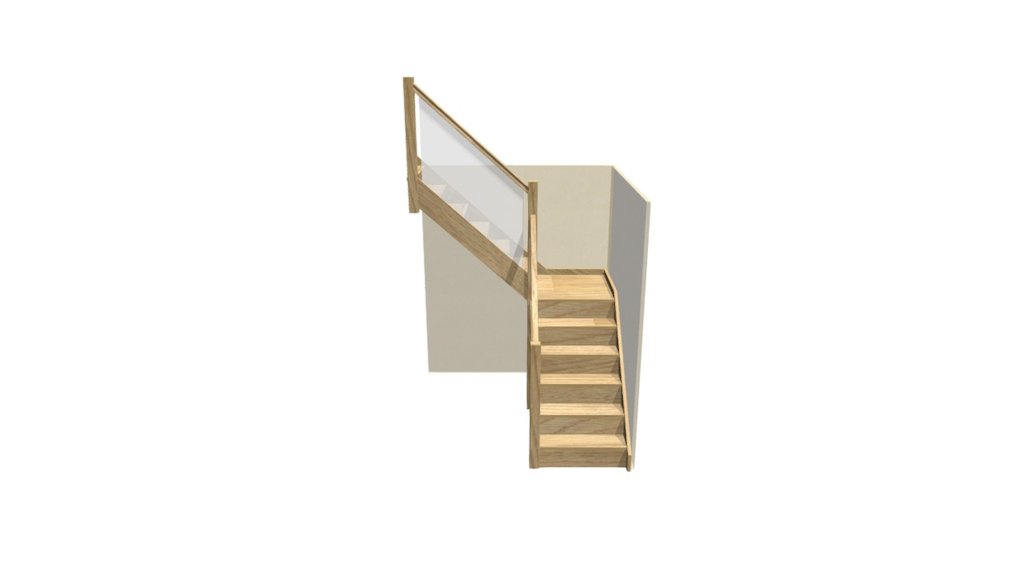 Staircase with large embedded glass panels