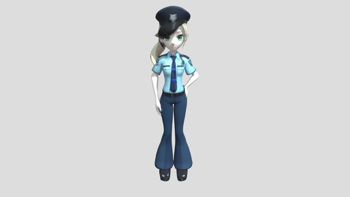 Female Teen Police Officer 3D Model