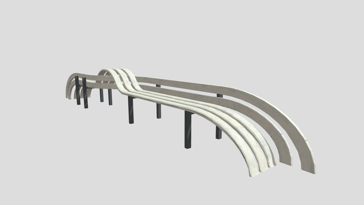 Bendy Bench (Game Ready) 3D Model