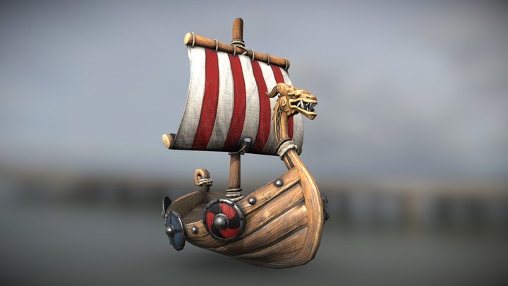 Stylized Drakkar 3D Model