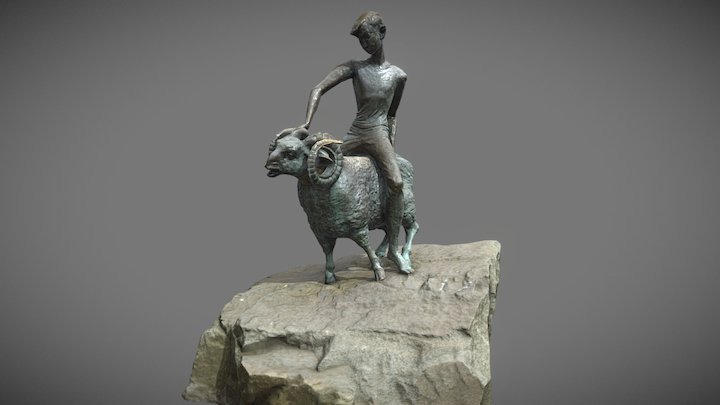 'Boy on a ram' statue (Game-ready asset) 3D Model