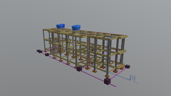 Realidade 3D Hidrossanitário -sobrado 4 Casas 3D Model