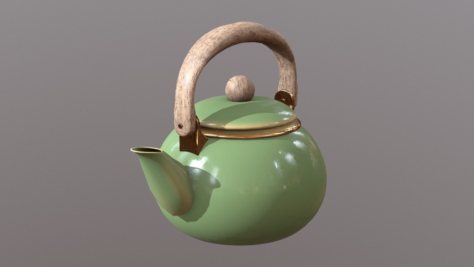 3D model Teapot - This is a 3D model of the Teapot. The 3D model is about a green and gold teapot.