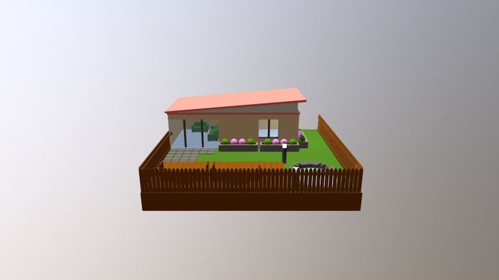 Low poly House w/ backyard 3D Model