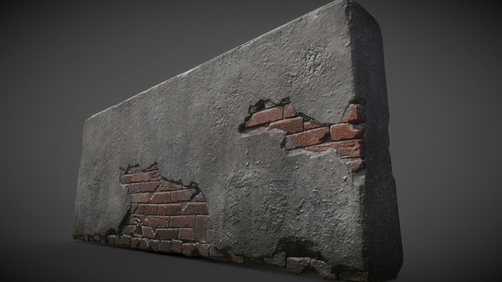 Damaged Wall 3D Model