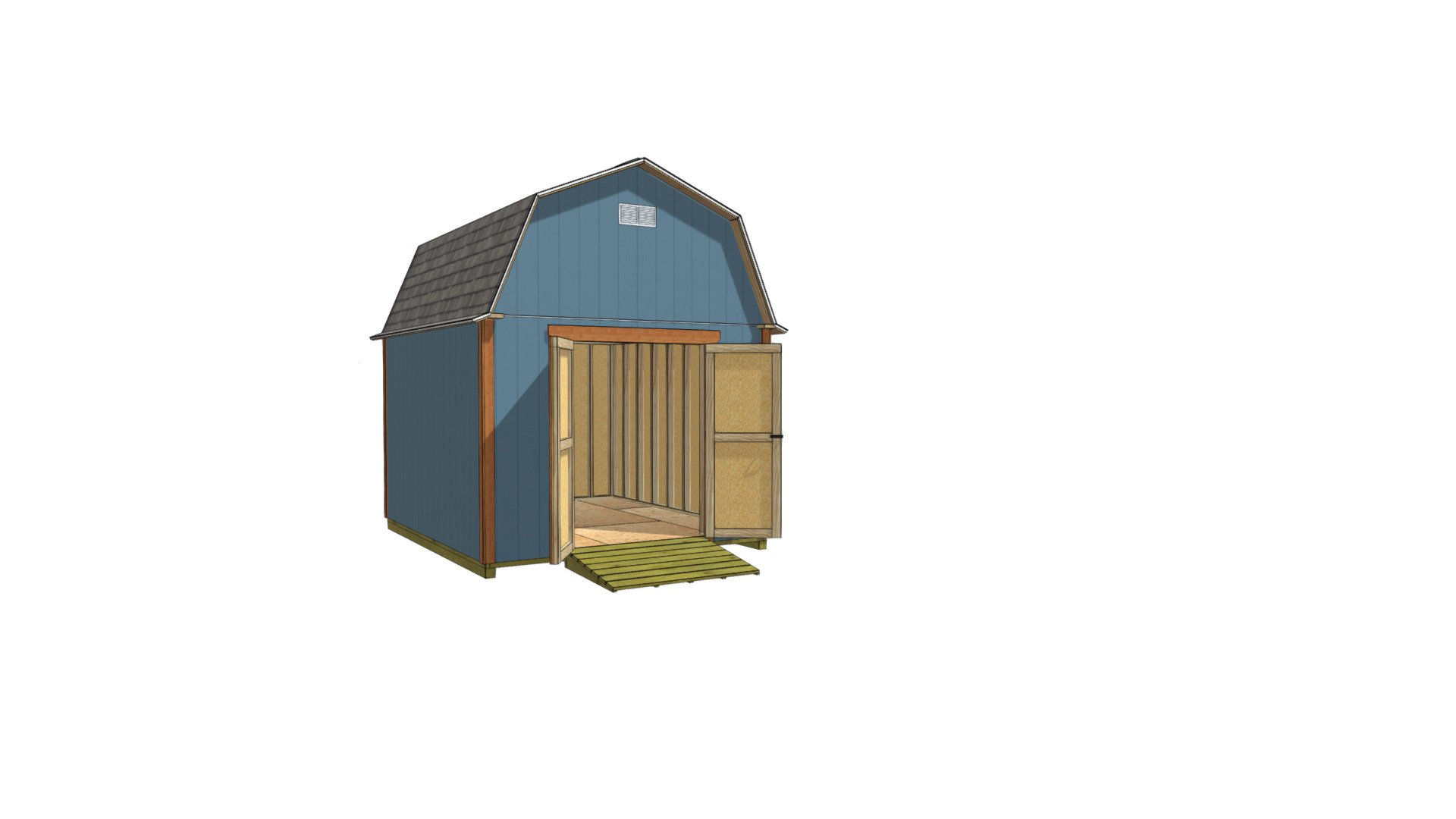 10x12 Barn Shed Plans — Sketchfab embed 3D viewer