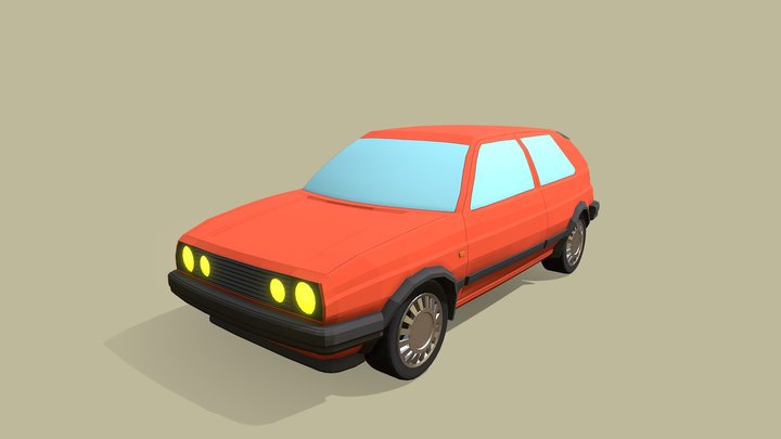 80s Retro Hatchback Car (Free) – Kostenloses 3D-Modell STL