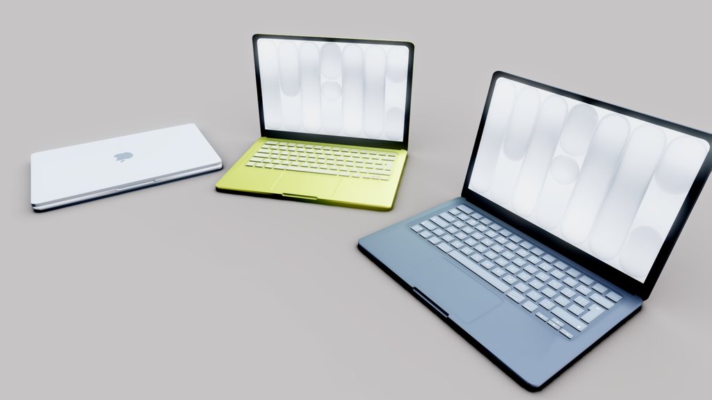 Macbook Neo Yellow, White and Blue. (Procedural)