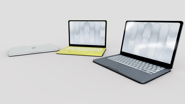 Macbook Neo Yellow, White and Blue. (Procedural)
