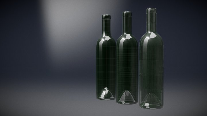 Wine Bottle | Low to High 3D Model