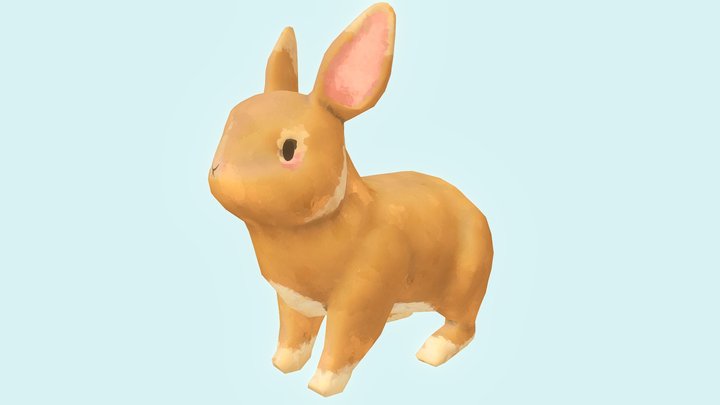 Watercolor Rabbit 3D Model