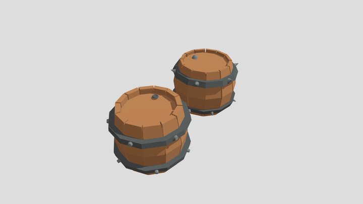 Stylized Low Poly Barrel – Game-Ready 3D Model
