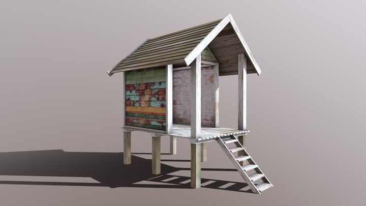 Tiki Style Hut for the beach 3D Model