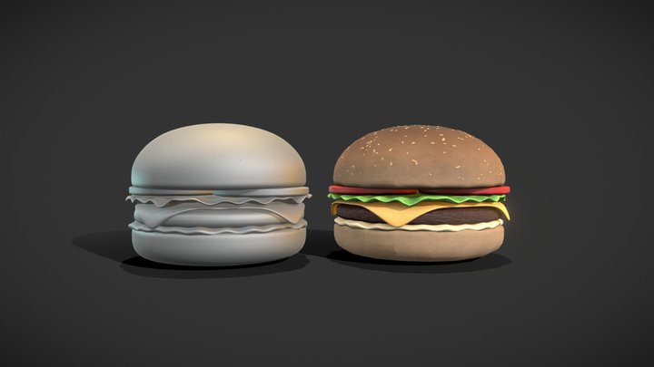 3D Burger Model (HP to LP Workflow)