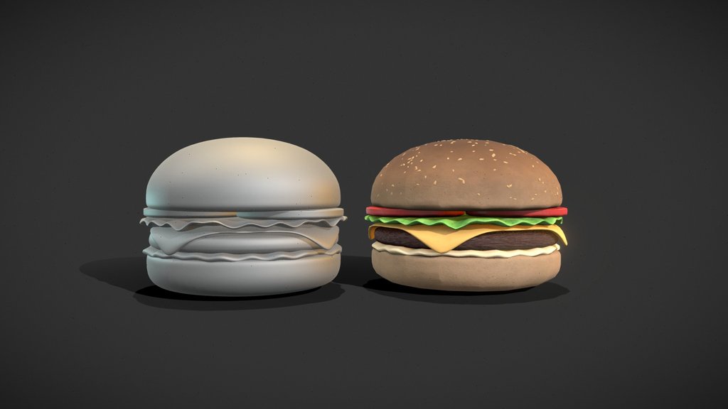 3D Burger Model (HP to LP Workflow)