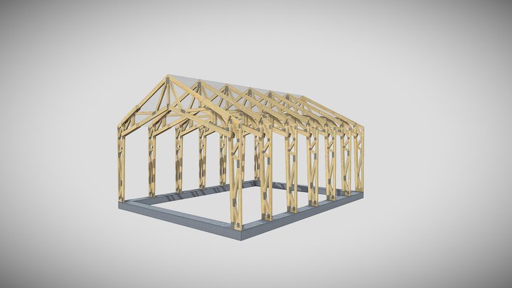 Гараж 9х7х4 метров 3D Model