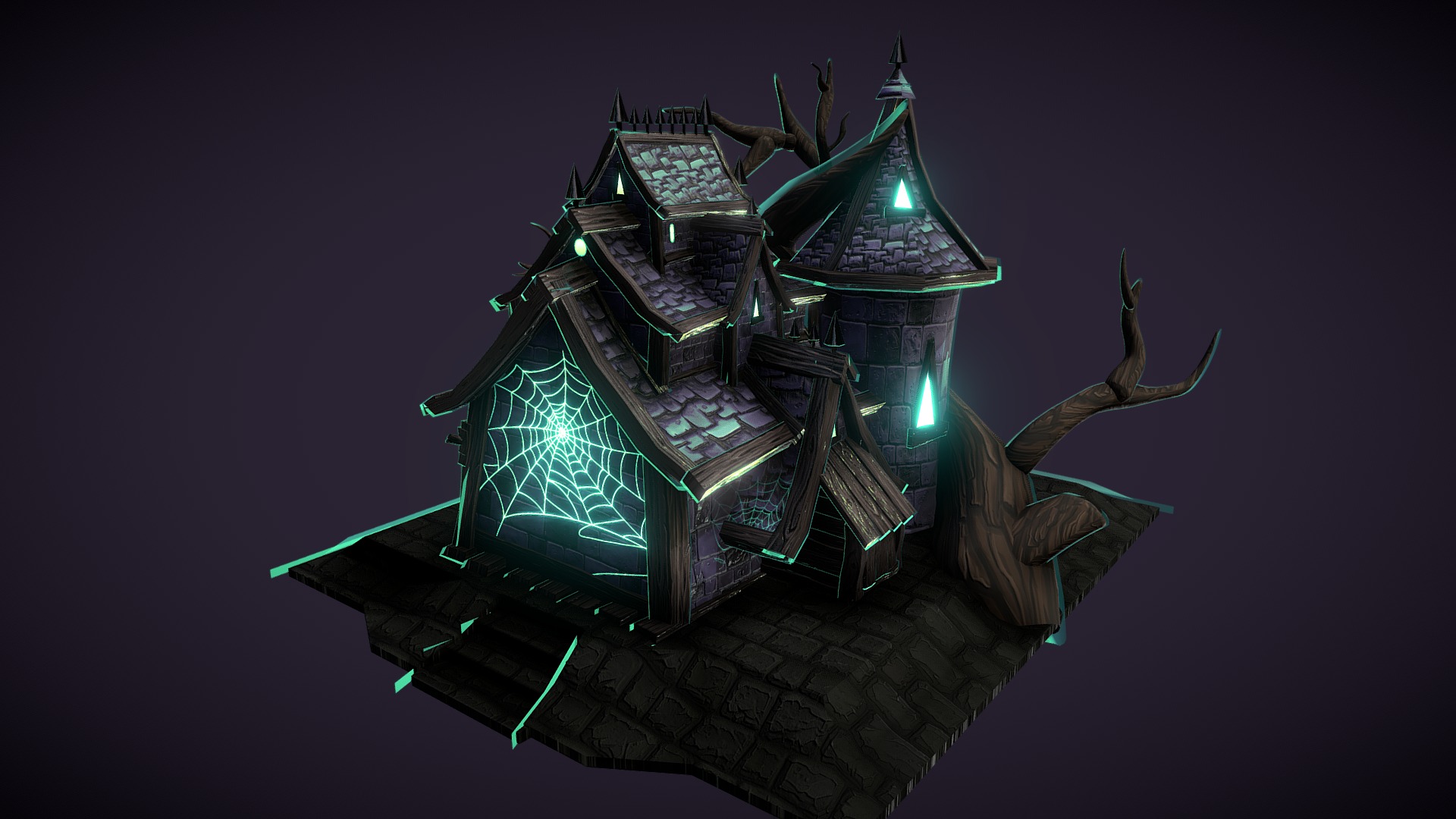 3D model Dark House toon - This is a 3D model of the Dark House toon. The 3D model is about a building with a tower.