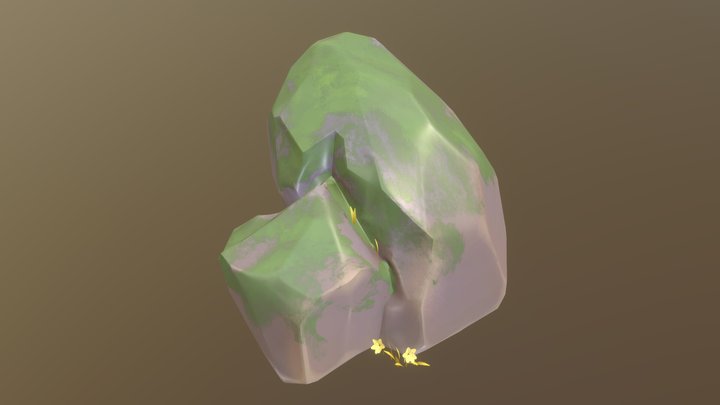 Low-Poly Forest Boulder 3D Model