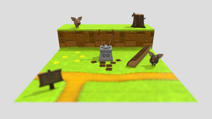 Link's Awakening Styled Scene 3D Model