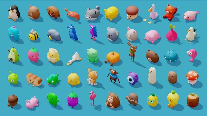 Plush Toys – Low-Poly Pack 1 3D Model