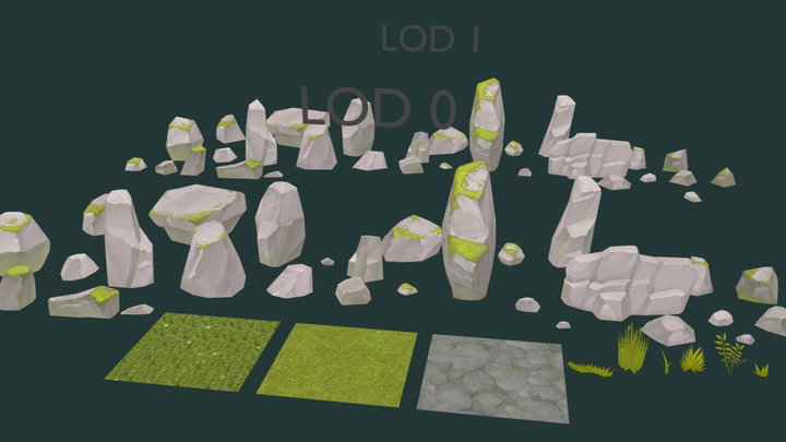 low poly rocks 3D Model