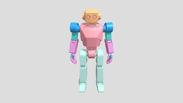 Humanoid robot with blue eyes 3D Model