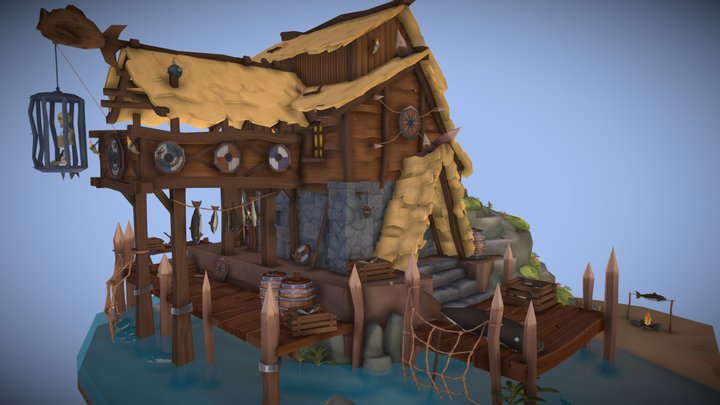 stylized viking fisherhouse 3D Model