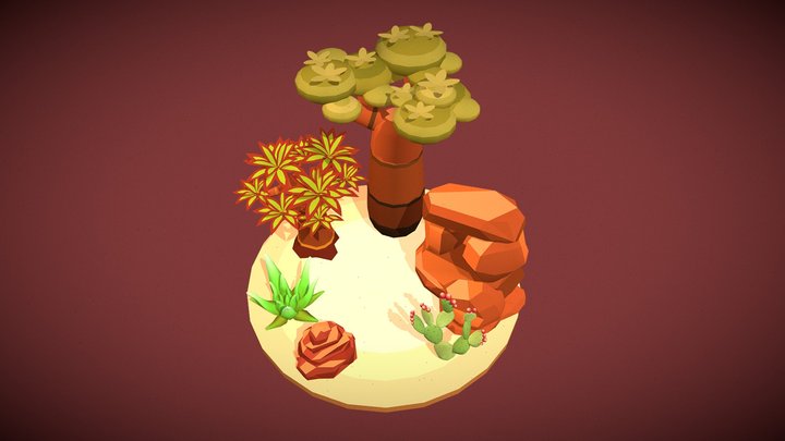 BurningDesertDiorama - Stranded Island 3D Model