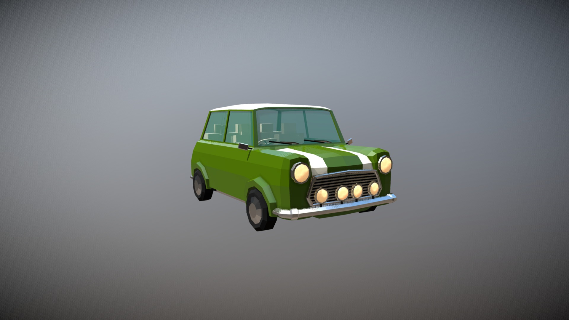 3D model Low Poly City Car 02 - This is a 3D model of the Low Poly City Car 02. The 3D model is about a small green car.