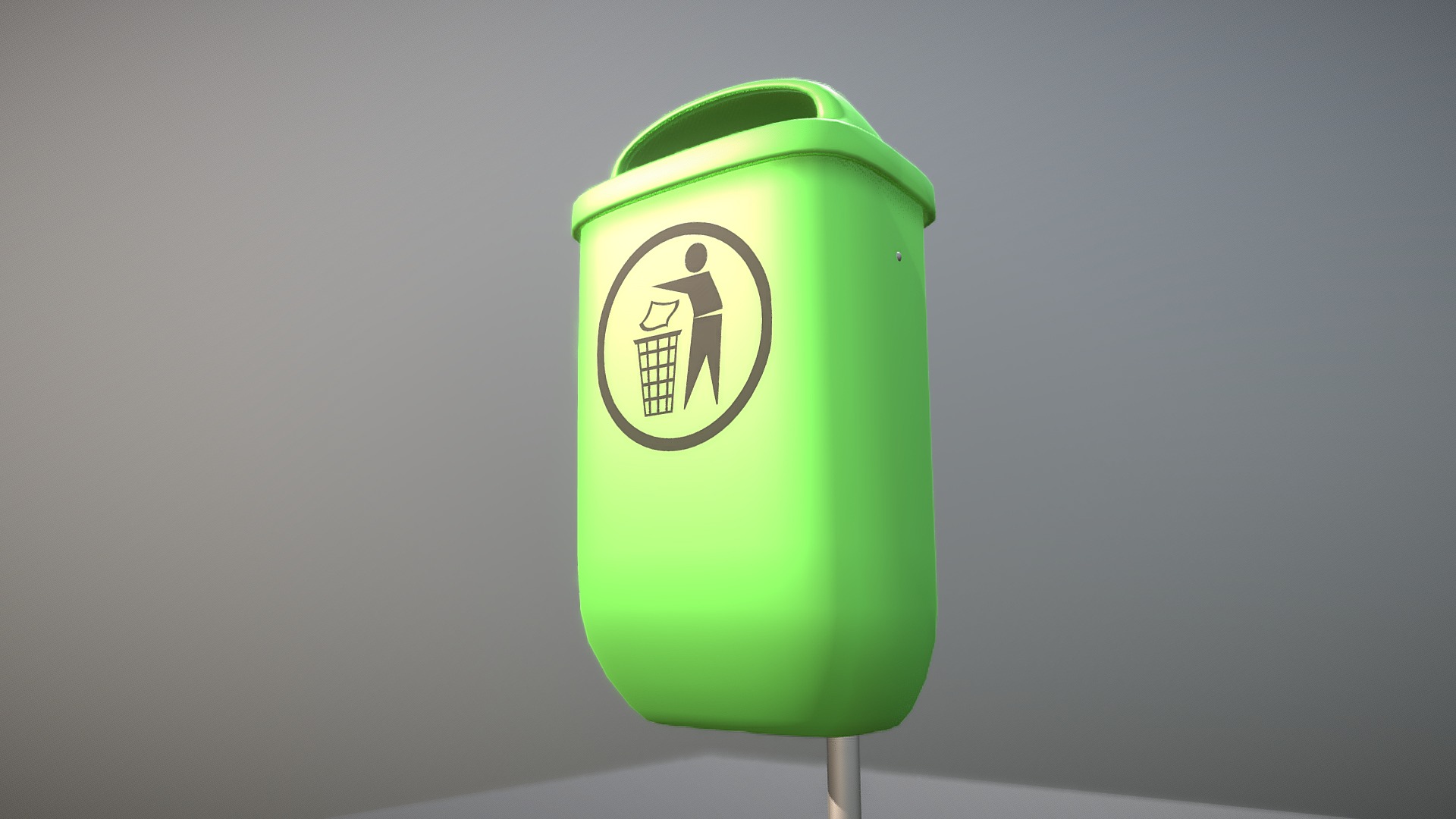 3D model Small Green Plastic Trash Bin For The Street - This is a 3D model of the Small Green Plastic Trash Bin For The Street. The 3D model is about a green and white lamp.