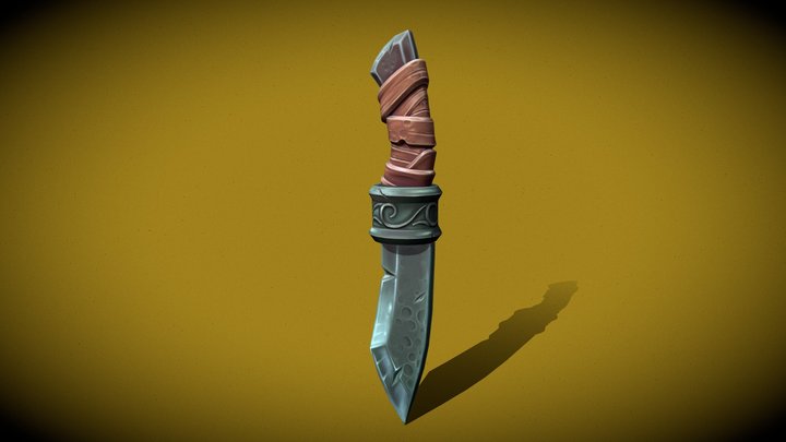 Low poly hand painted dagger 3D Model