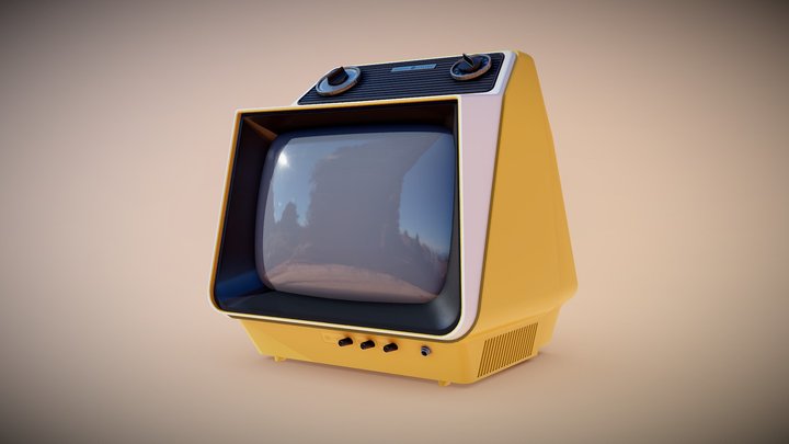 G. E. 1975 Space Age Retro Yellow T.V. 3D Model