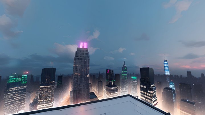 Stylized Skybox City SkyLine 3D Model
