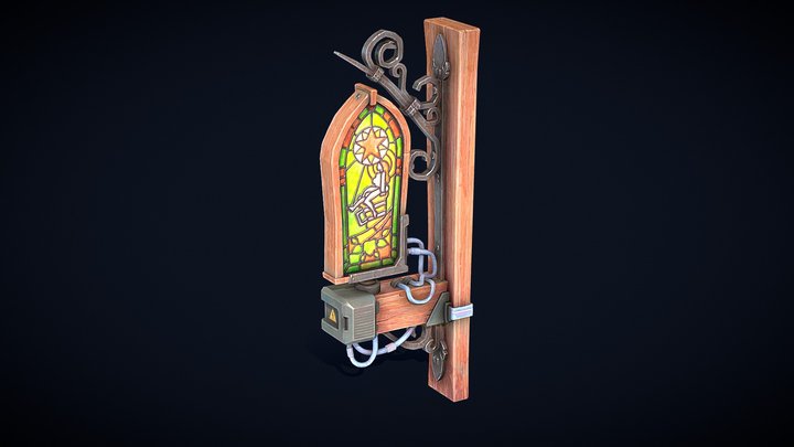 Medieval Neon Sign 3D Model