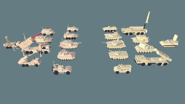 Low-Poly Tanks Mega Pack 3D Model