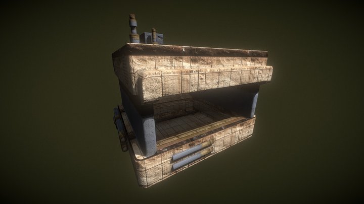 Sci Fi Desert Punk Hut Concrete and Metal Bunker 3D Model