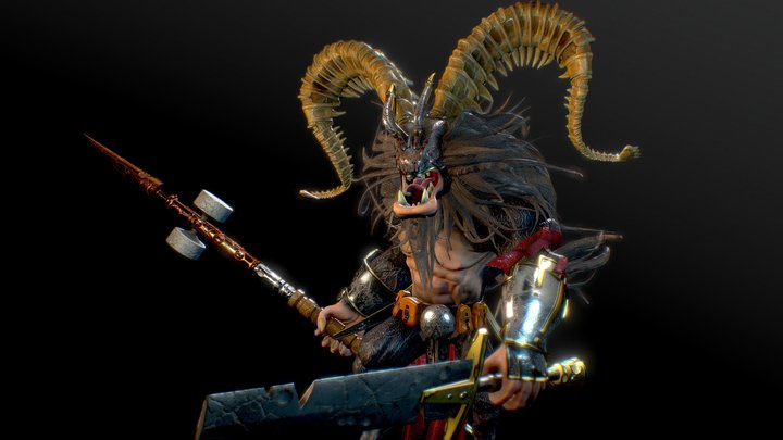 Ram Warrior Scene 3D Model
