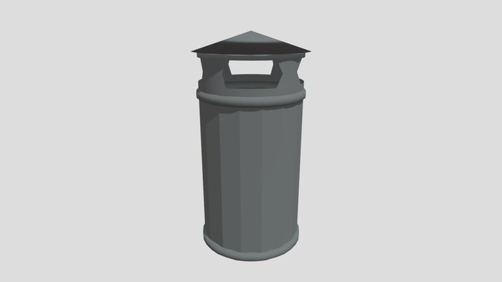 low poly trash can
