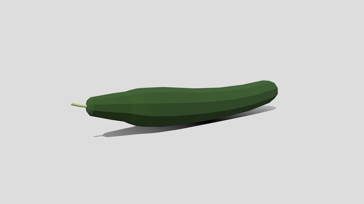 Low Poly Cartoon Cucumber 3D Model