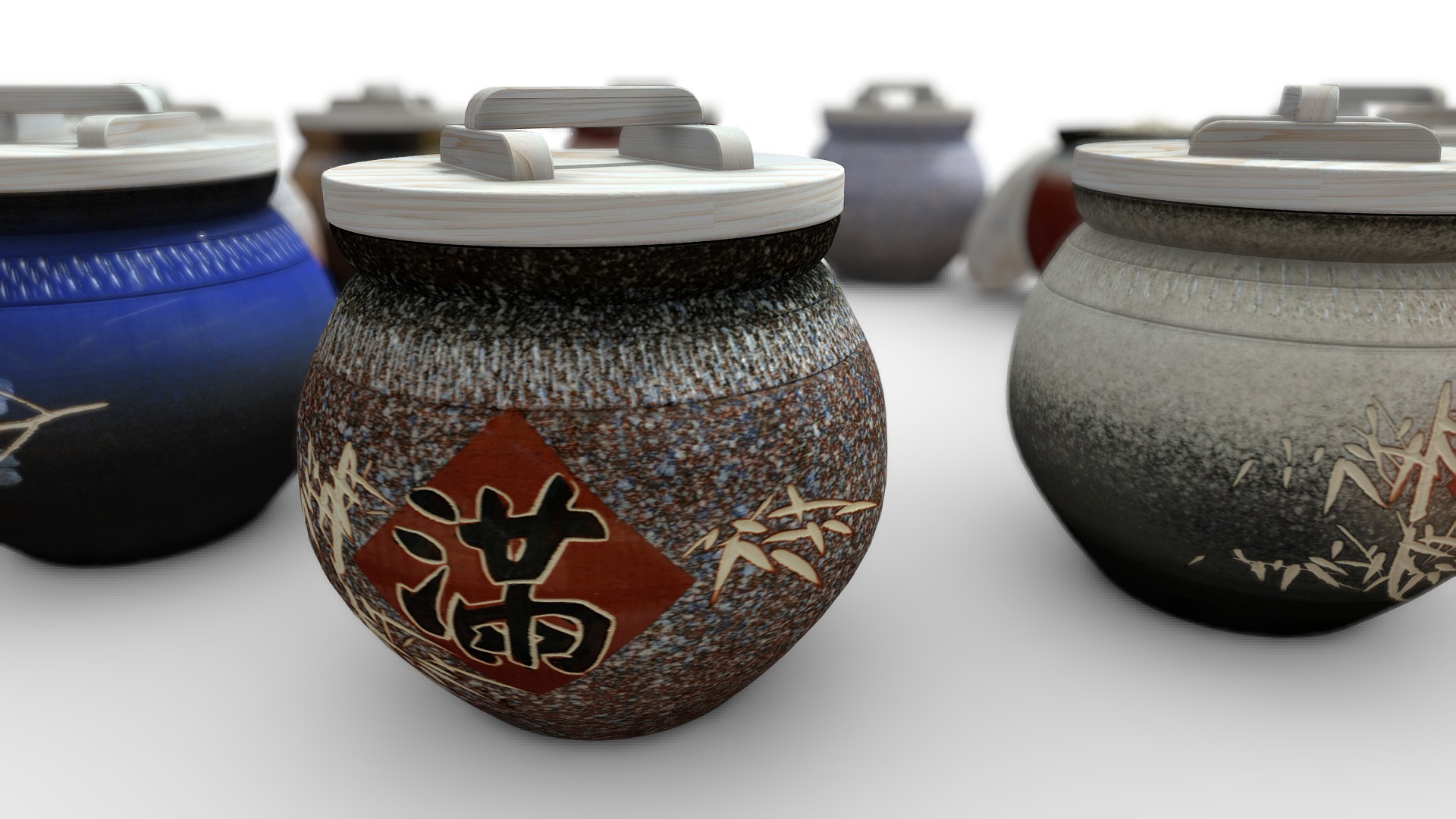 3D model 【3D模擬-上等】10斤鶯歌上等頂級米甕全系列顏色展示 - This is a 3D model of the 【3D模擬-上等】10斤鶯歌上等頂級米甕全系列顏色展示. The 3D model is about a close-up of some poker chips.